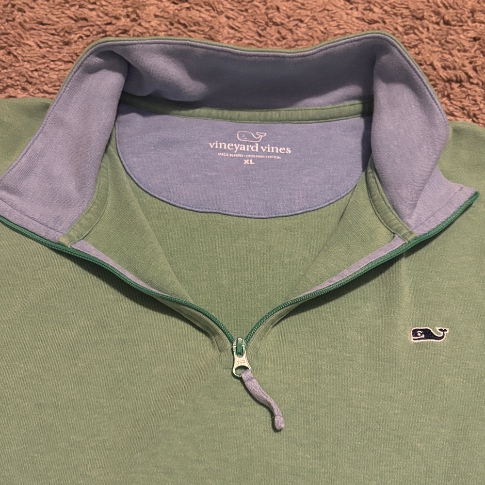 Vineyard Vines Heather Green Quarter-Zip Pullover - Picture 4 of 5